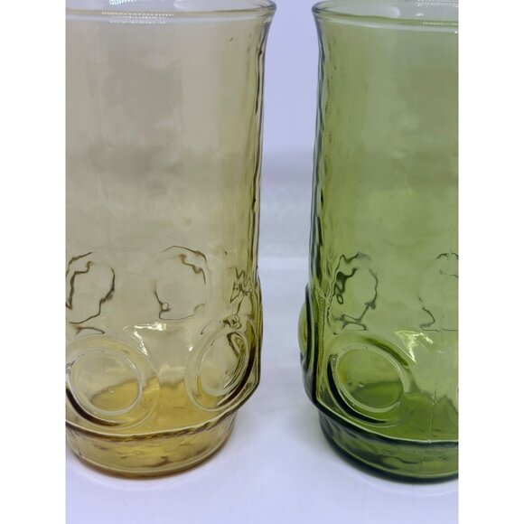 VTG 1970 Anchor Hocking Heritage Hill Amber Green Glasses MCM Set of 3 | 5.5" - Picture 7 of 7